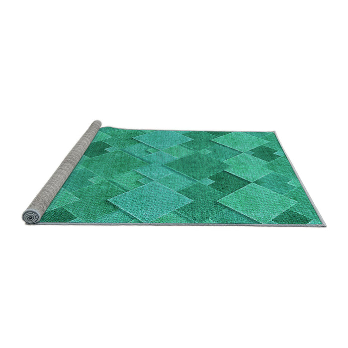 Sideview of Machine Washable Transitional Dark Turquoise Green Rug, wshpat1182lblu