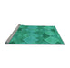 Sideview of Machine Washable Transitional Dark Turquoise Green Rug, wshpat1182lblu