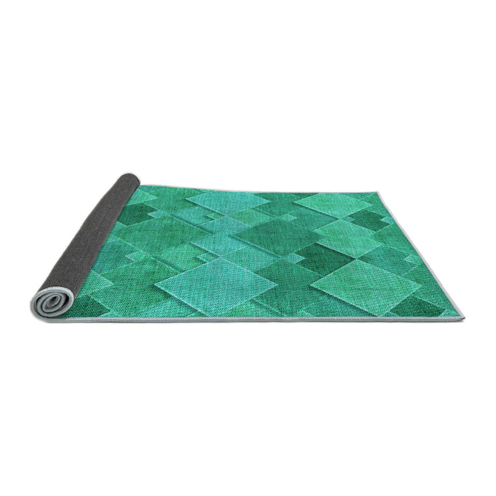Thickness of Patterned Dark Turquoise Green Rug, pat1182lblu