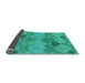 Thickness of Patterned Dark Turquoise Green Rug, pat1182lblu