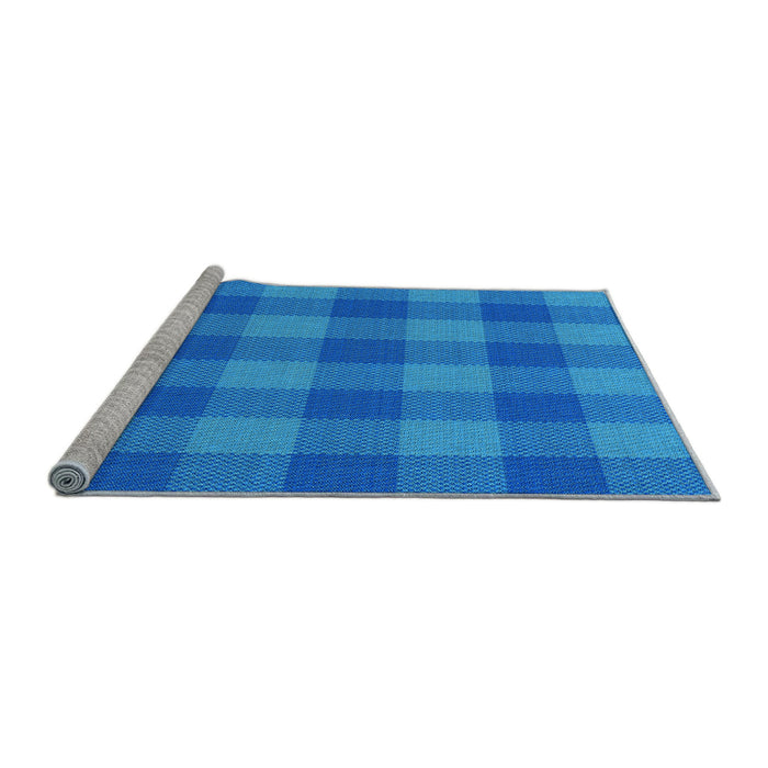 Sideview of Machine Washable Transitional Blue Rug, wshpat1183lblu