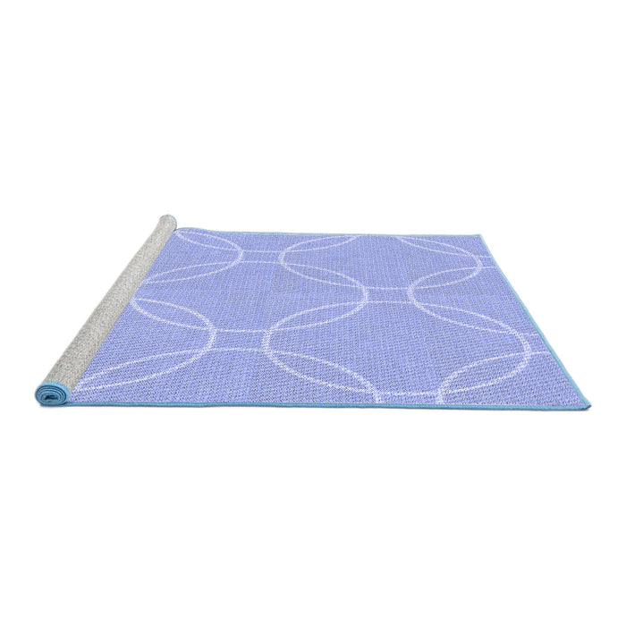Sideview of Machine Washable Transitional Sky Blue Rug, wshpat1185blu