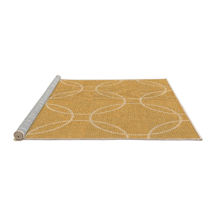 Sideview of Machine Washable Transitional Saffron Yellow Rug, wshpat1185org