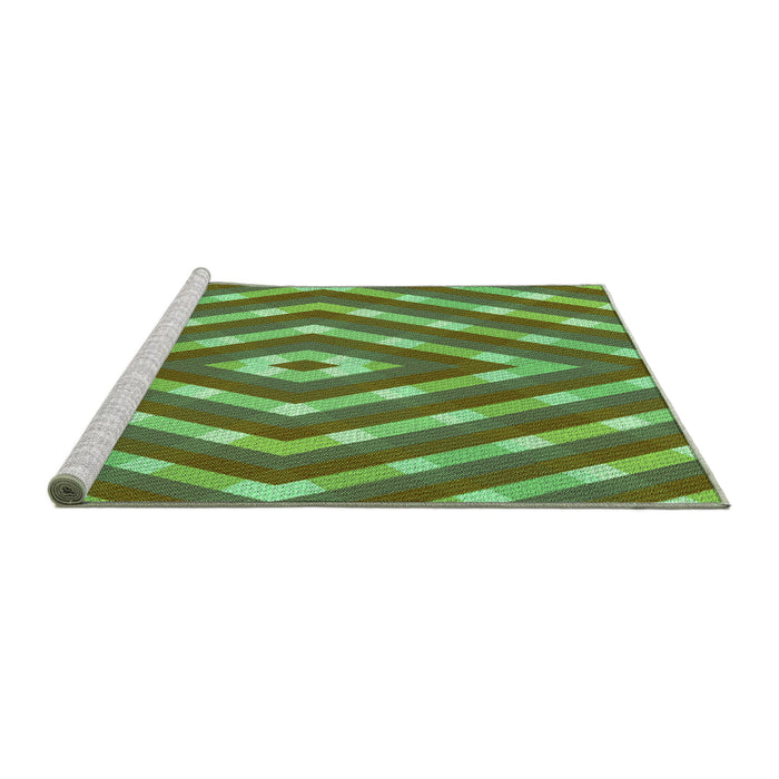 Sideview of Machine Washable Transitional Green Rug, wshpat1186grn