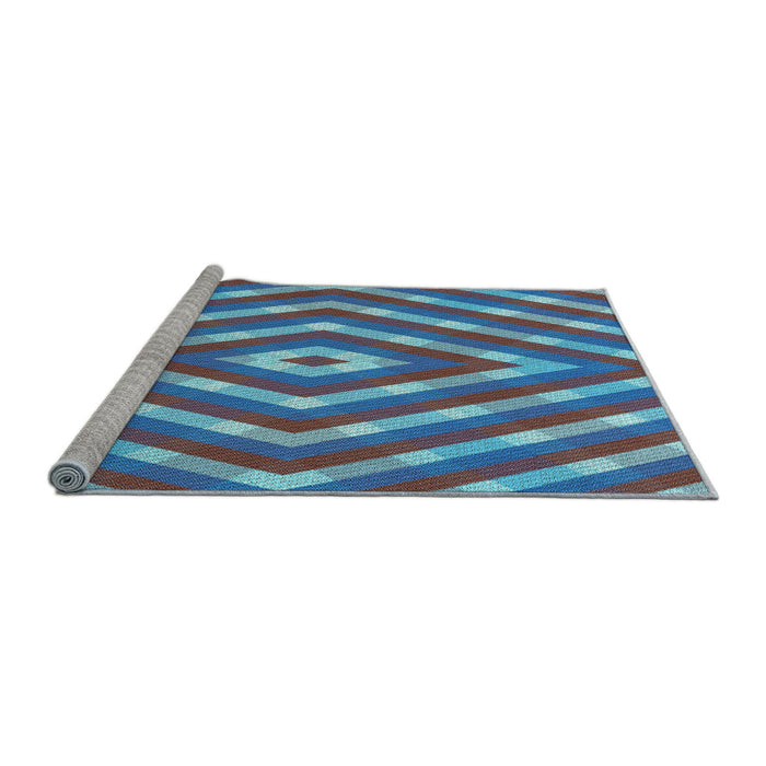 Sideview of Machine Washable Transitional Blue Rug, wshpat1186lblu