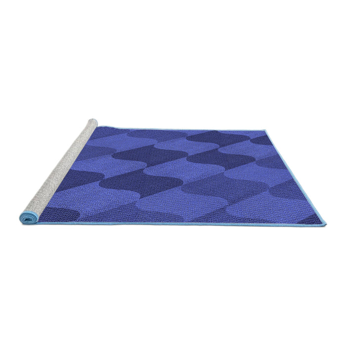 Sideview of Machine Washable Transitional Blue Rug, wshpat1188blu