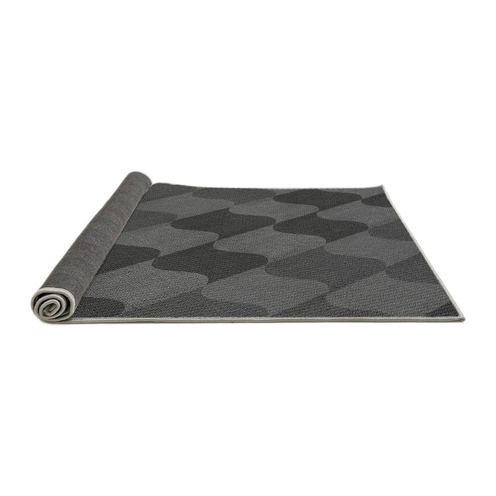 Thickness of Patterned Dark Gray Black Rug, pat1188gry