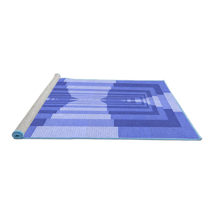Sideview of Machine Washable Transitional Ocean Blue Rug, wshpat1189blu