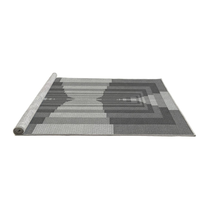 Sideview of Machine Washable Transitional Ash Gray Rug, wshpat1189gry