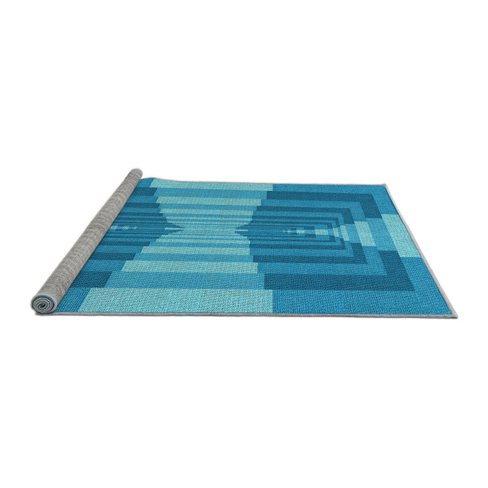 Sideview of Machine Washable Transitional Neon Blue Rug, wshpat1189lblu