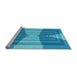 Sideview of Machine Washable Transitional Neon Blue Rug, wshpat1189lblu