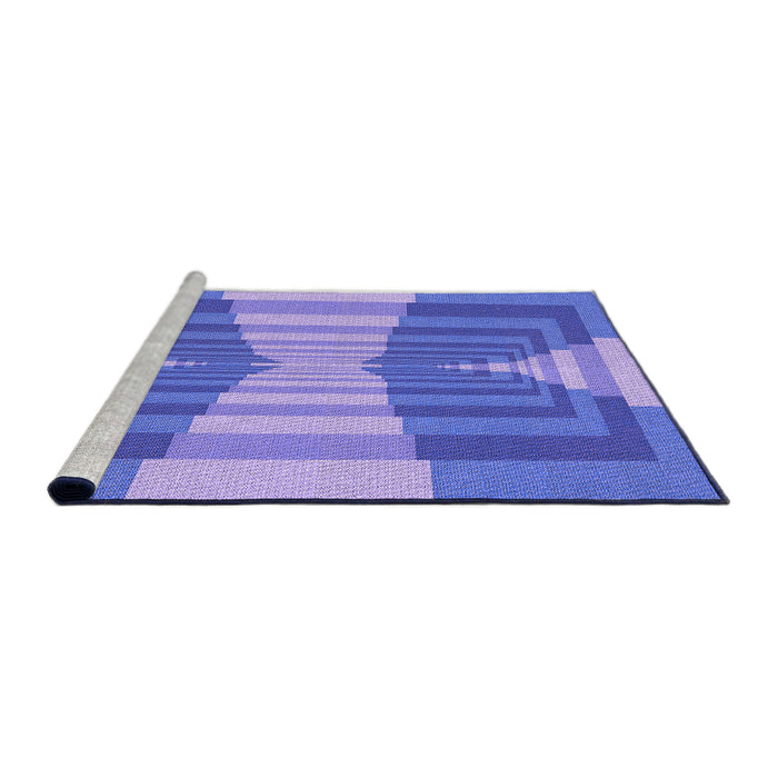 Sideview of Machine Washable Transitional Blue Rug, wshpat1189pur