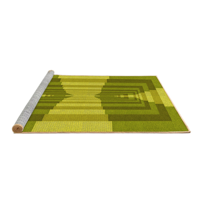 Sideview of Machine Washable Transitional Olive Green Rug, wshpat1189yw