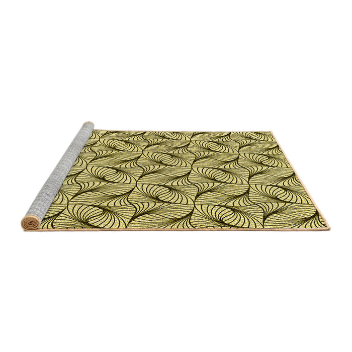 Sideview of Machine Washable Transitional Mustard Yellow Rug, wshpat119yw