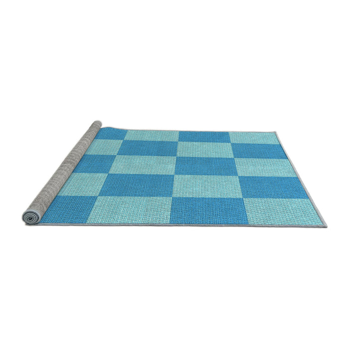 Sideview of Machine Washable Transitional Deep Sky Blue Rug, wshpat1190lblu