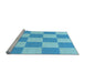 Sideview of Machine Washable Transitional Deep Sky Blue Rug, wshpat1190lblu