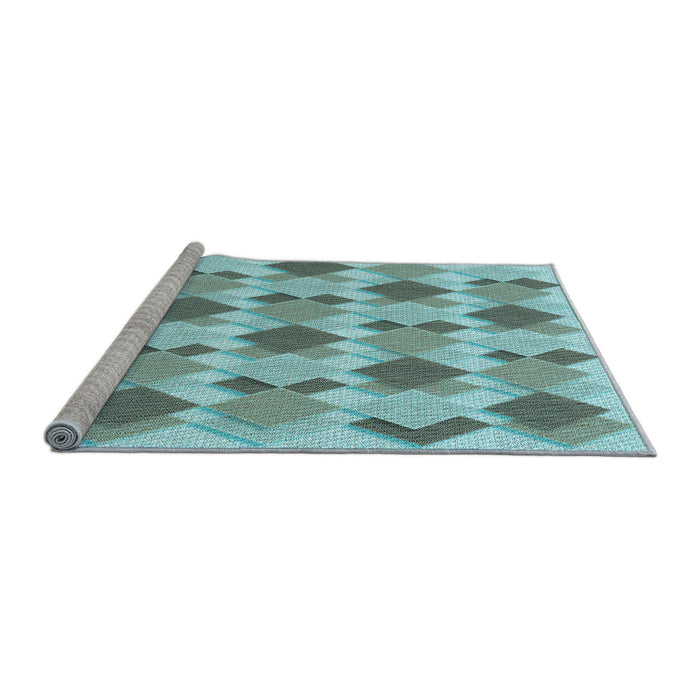 Sideview of Machine Washable Transitional Blue Rug, wshpat1193lblu