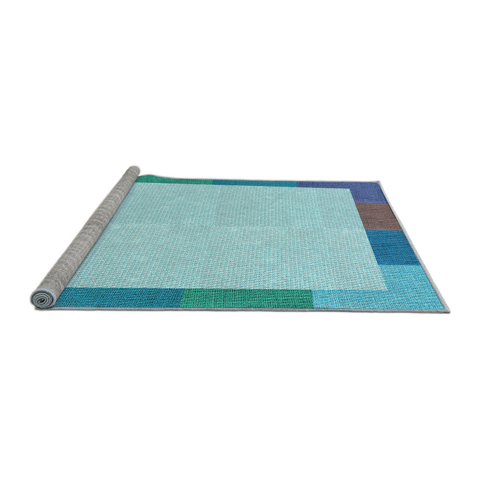 Sideview of Machine Washable Transitional Blue Rug, wshpat1194lblu