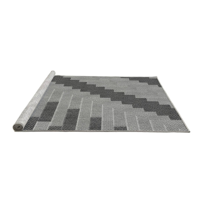 Sideview of Machine Washable Transitional Ash Gray Rug, wshpat1195gry