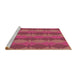 Sideview of Machine Washable Transitional Red Rug, wshpat1196brn