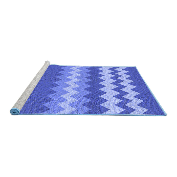 Sideview of Machine Washable Transitional Sky Blue Rug, wshpat1197blu