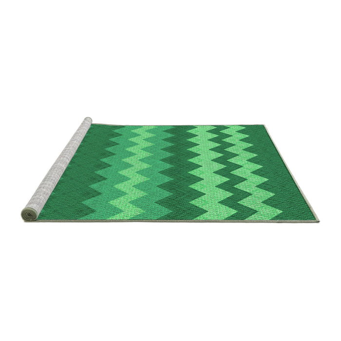 Sideview of Machine Washable Transitional Neon Green Rug, wshpat1197grn