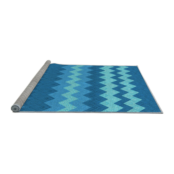 Sideview of Machine Washable Transitional Blue Rug, wshpat1197lblu