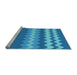 Sideview of Machine Washable Transitional Blue Rug, wshpat1197lblu