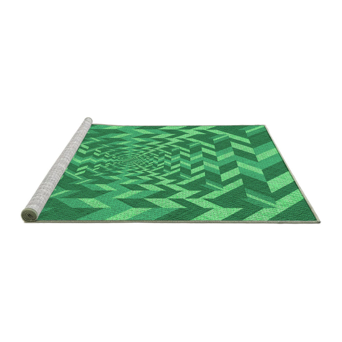 Sideview of Machine Washable Transitional Neon Green Rug, wshpat1198grn