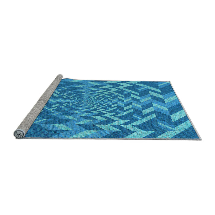 Sideview of Machine Washable Transitional Blue Rug, wshpat1198lblu