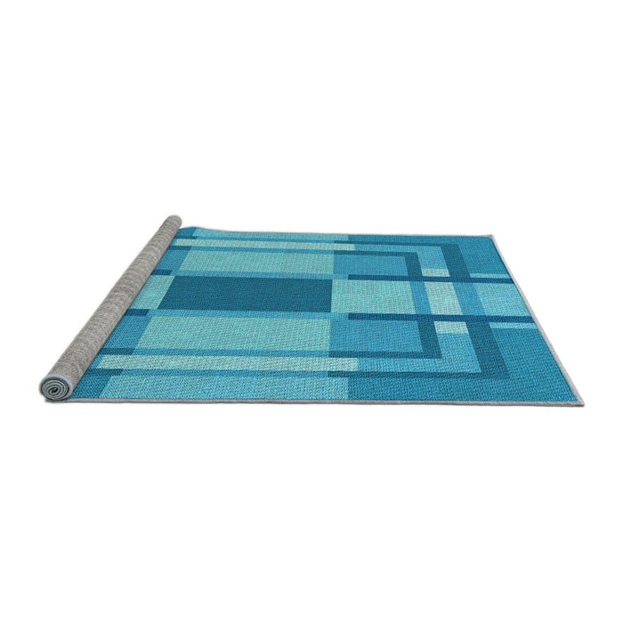 Sideview of Machine Washable Transitional Bright Turquoise Blue Rug, wshpat1199lblu