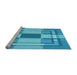 Sideview of Machine Washable Transitional Bright Turquoise Blue Rug, wshpat1199lblu