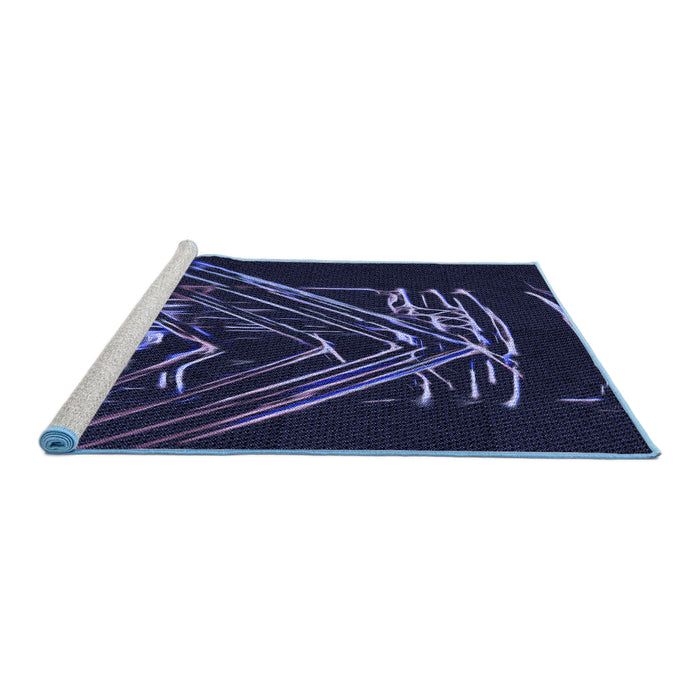 Sideview of Machine Washable Transitional Deep Periwinkle Purple Rug, wshpat12blu