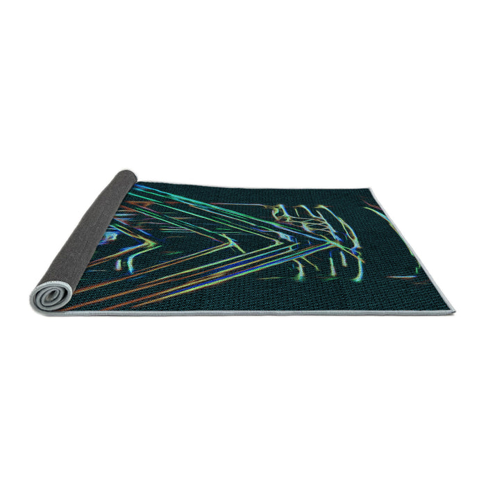 Thickness of Patterned Black Rug, pat12lblu
