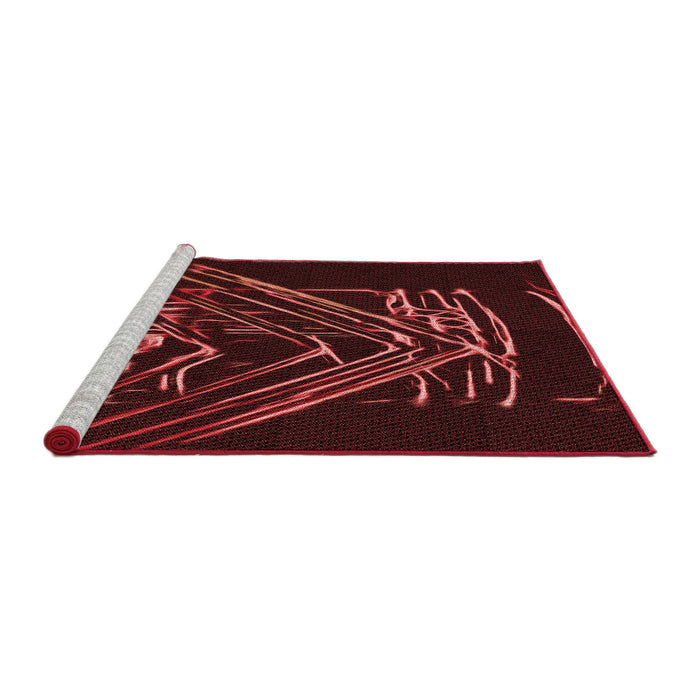 Sideview of Machine Washable Transitional Brown Red Rug, wshpat12rd