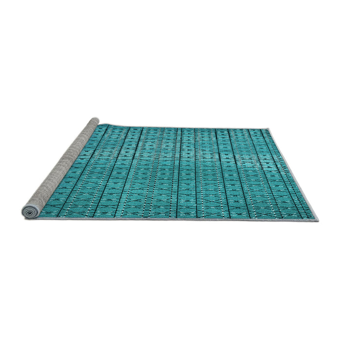 Sideview of Machine Washable Transitional Dark Cyan Green Rug, wshpat120lblu