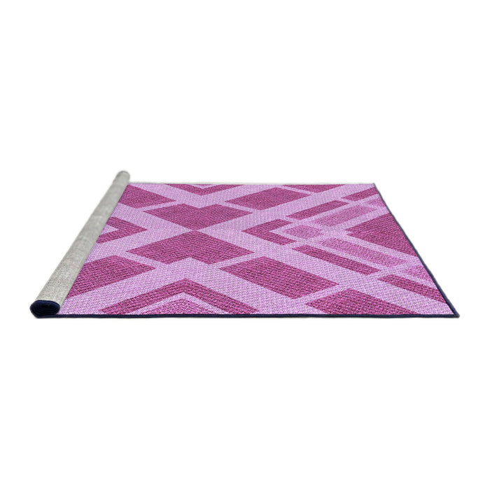 Sideview of Machine Washable Transitional Neon Pink Rug, wshpat1200pur