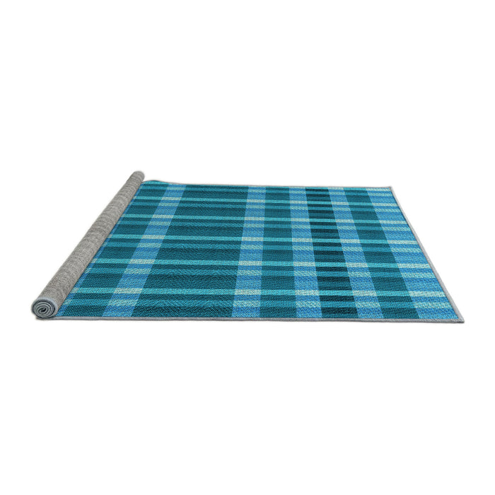 Sideview of Machine Washable Transitional Bright Turquoise Blue Rug, wshpat1201lblu
