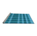 Sideview of Machine Washable Transitional Bright Turquoise Blue Rug, wshpat1201lblu