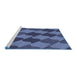 Sideview of Machine Washable Transitional Blue Rug, wshpat1202blu