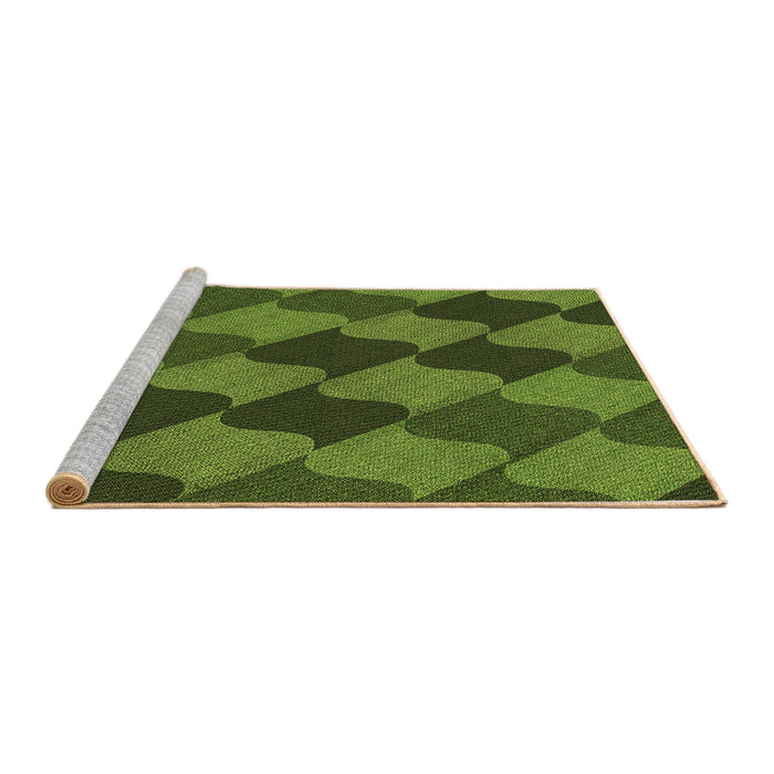 Sideview of Machine Washable Transitional Dark Forest Green Rug, wshpat1202brn