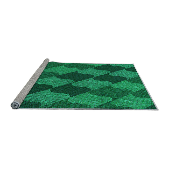 Sideview of Machine Washable Transitional Deep Emerald Green Rug, wshpat1202lblu