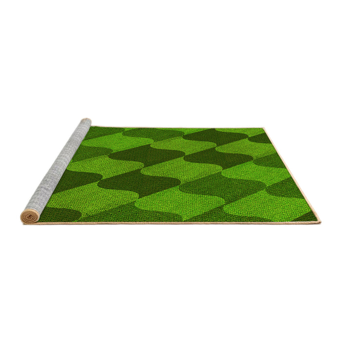 Sideview of Machine Washable Transitional Deep Emerald Green Rug, wshpat1202yw