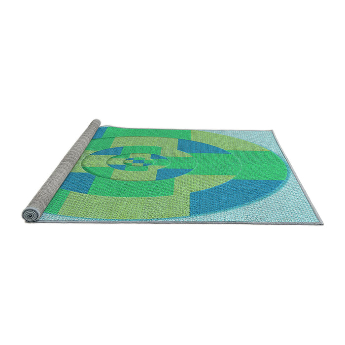 Sideview of Machine Washable Transitional Lime Mint Green Rug, wshpat1204lblu