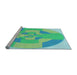 Sideview of Machine Washable Transitional Lime Mint Green Rug, wshpat1204lblu