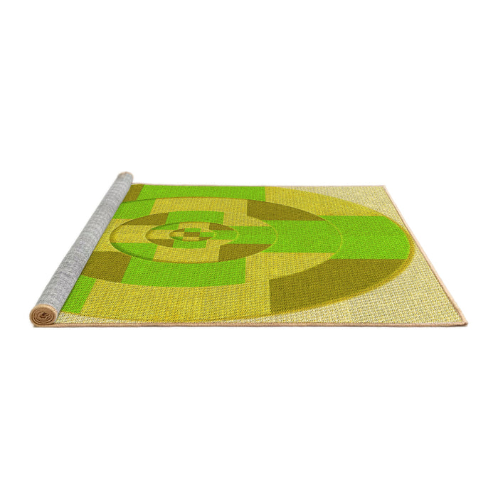 Sideview of Machine Washable Transitional Green Rug, wshpat1204yw