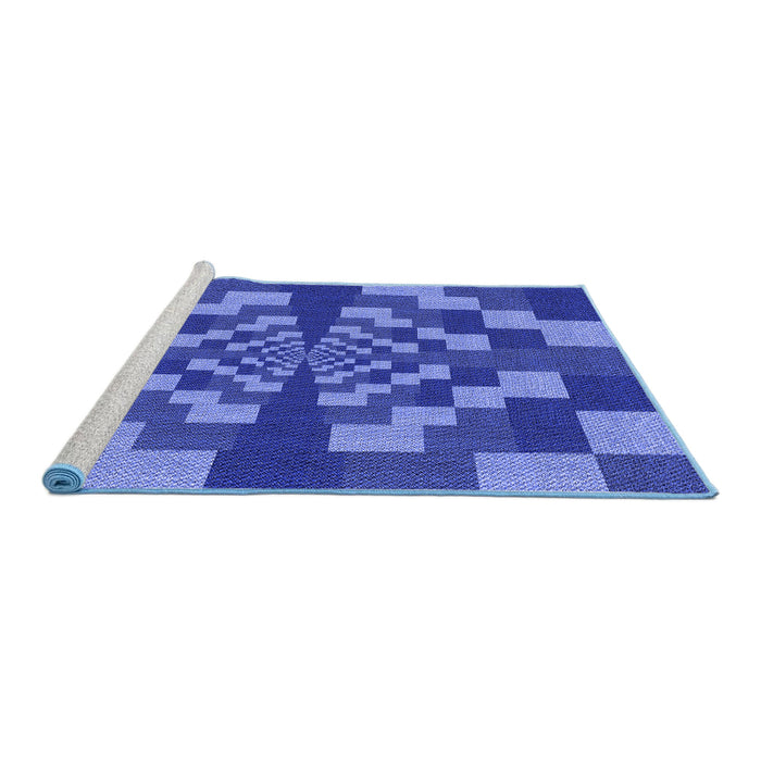 Sideview of Machine Washable Transitional Sky Blue Rug, wshpat1205blu