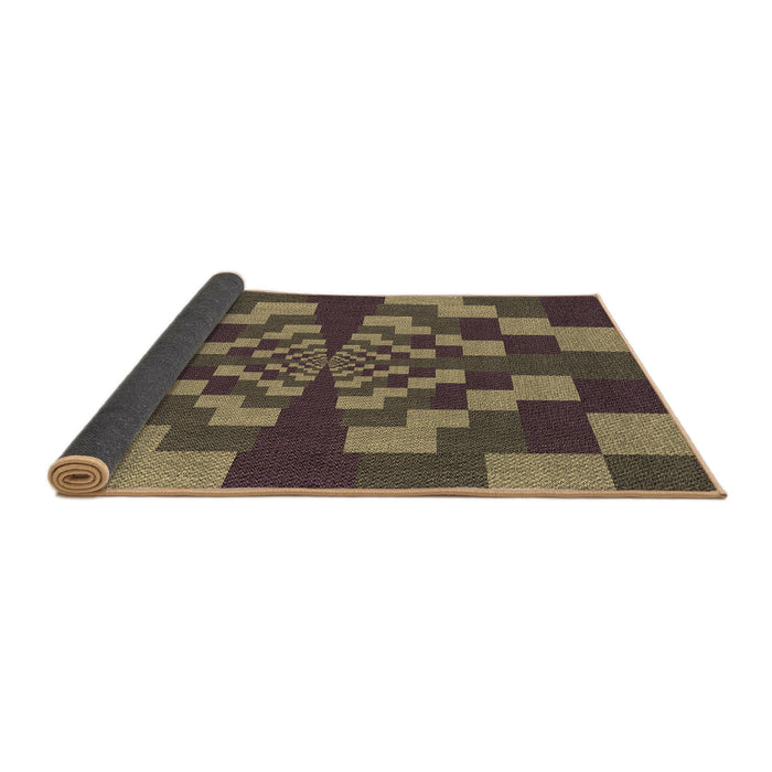 Thickness of Patterned Burgundy Brown Rug, pat1205brn