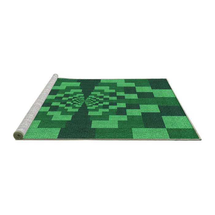 Sideview of Machine Washable Transitional Deep Emerald Green Rug, wshpat1205grn