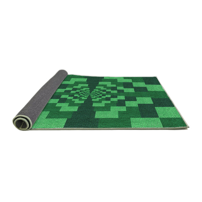 Thickness of Patterned Deep Emerald Green Rug, pat1205grn